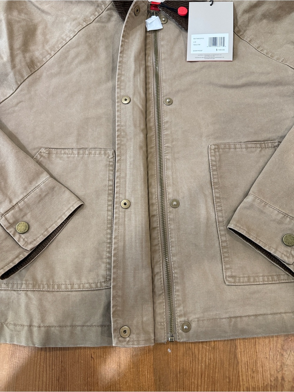 Hunter Tan Utility/Barn Jacket with Accent Brown Collar - Picture 4 of 9